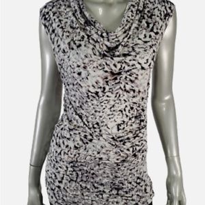 Cabi Lana Drape neck animal print blouse. Large. EUC. Sleeveless
